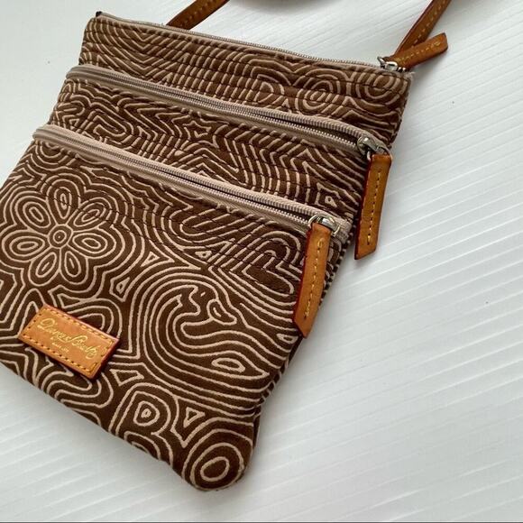 Vintage Dooney and Bourke canvas scribble letter pattern crossbody  pink lining - Picture 4 of 16